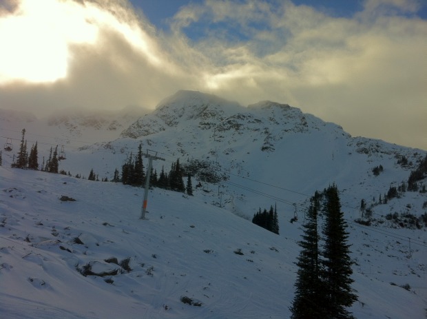 The view looking up towards Peak chair from Red