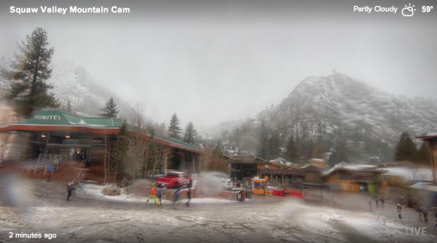 Not much new snow down low at Squaw this morning at 11:30am