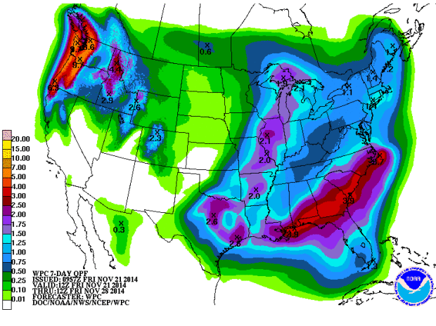 7 Day precipitation totals showing WA getting hammered!  