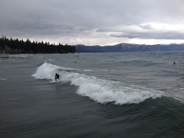 Surfing Lake Tahoe today.  photo:  Tahoe Quarterly/Carolyn Stark