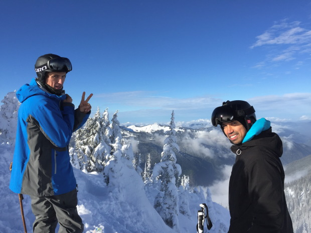 Drew and Billy posing at the top of Elk Chutes at Crystal Mountain on December 22nd, 2014.