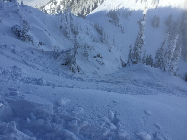 The steeper terrain in Crystal's upper mountain was still pretty exposed.