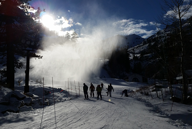 Snow guns still blasting yesterday at 2:30 in the afternoon