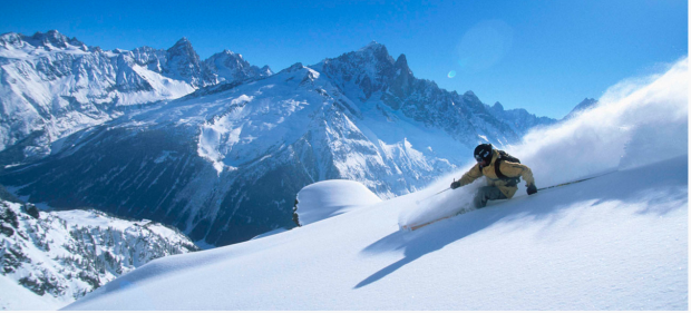 Powder skiing Chamonix, France.  photo:  le grand adventure tours