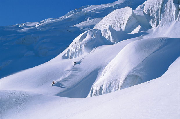 Glacier skiing in Chamonix, France.