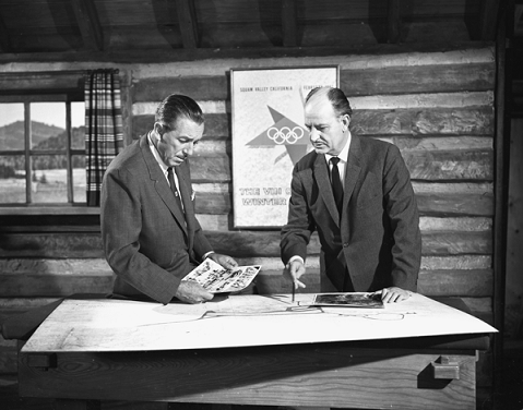 Walt Disney planning the 1960 Winter Olymipcs' opening ceremonies.