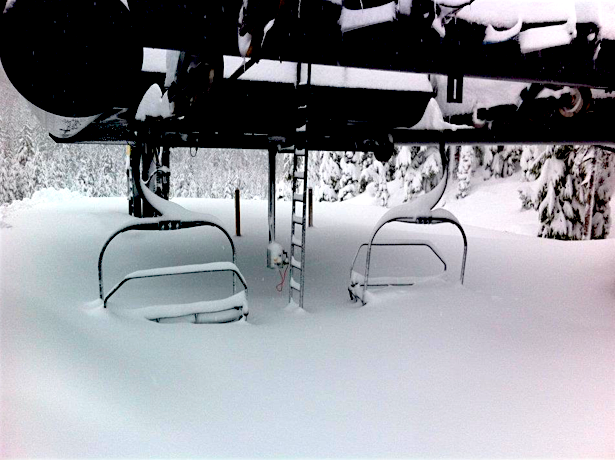 Mt. Bachelor, OR on January 23rd, 2012 after 100" of snow in 7 days. Carousel Lift. photo: bachelor