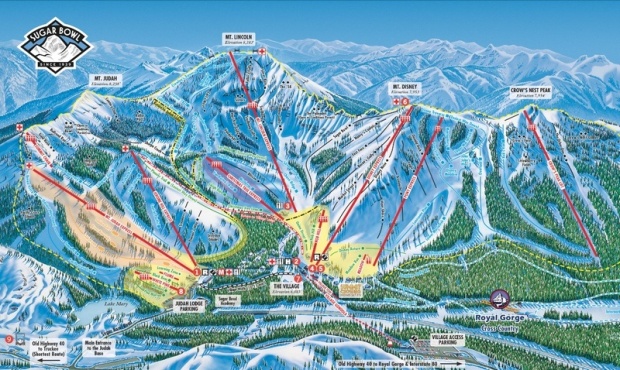 Sugar Bowl ski resort with Crows Peak Express to the far right.