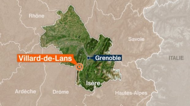 Map showing the location of the fatal avalanche in France.