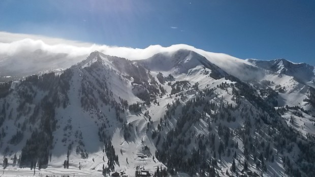 Alta still under some lingering clouds as the storm lifts