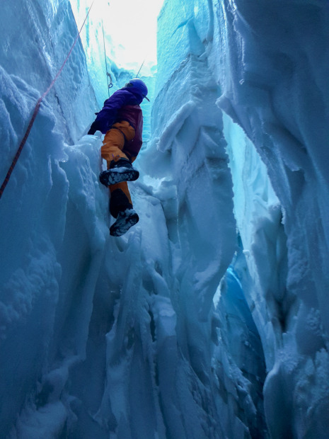 Me getting pulled out of the crevasse by the rescue team
