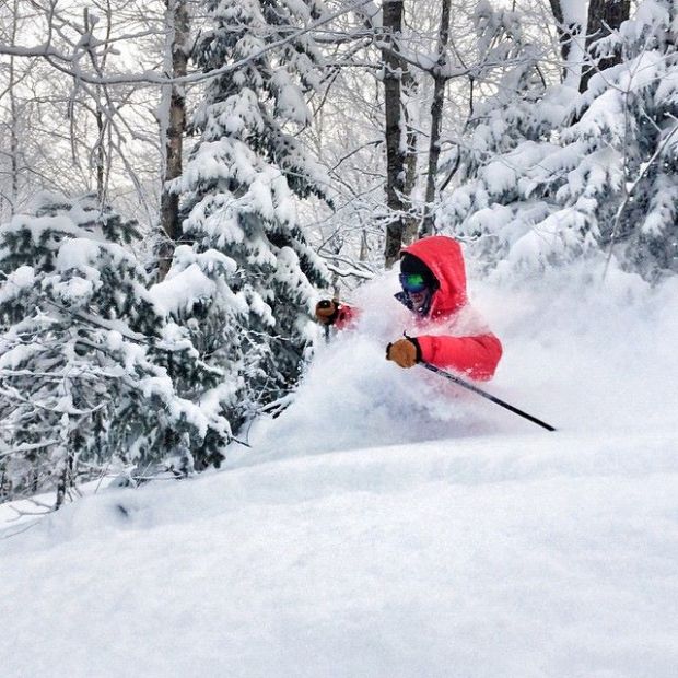 Deep pow in Blackhole after a surprise 12-18" of blower! [Skier: Eddie Ogiony, Photo: Mike Chait]