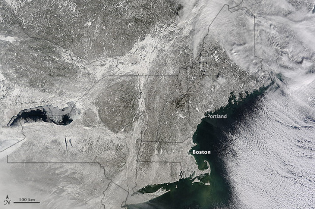 US East Coast completely buried in snow on February 18th ,2015
