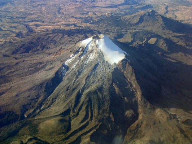 El Pico de Orizaba from a plane.