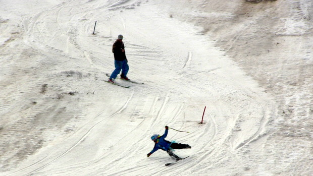 Kids doing a one ski race today.