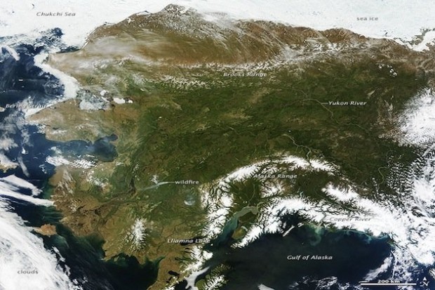 Stock photo of Alaska from space.