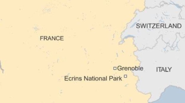 Map of where the avalanche occurred in Ecrins National Park.