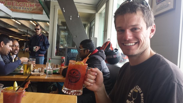A happy camper with his bloody mary