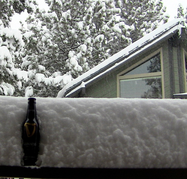 8" or so on the deck railing