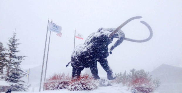 The Mammoth at Mammoth today in the storm.