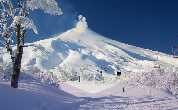 Villarica is an active volcano and it's normal for it to be smoking.  Pucon ski resort.