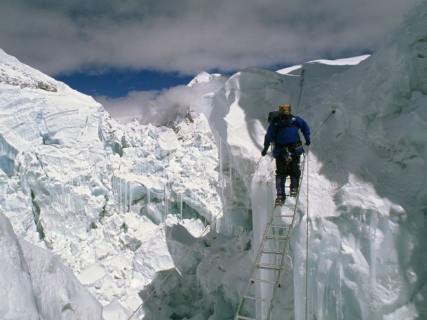 The formidable Khumbu Icefall.