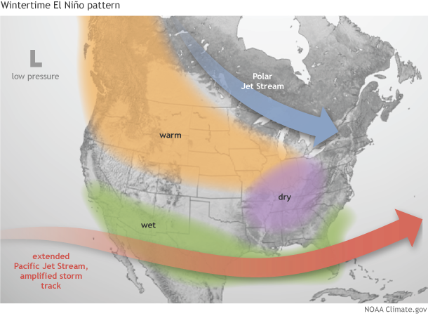 El Nino winter typical pattern for North America.