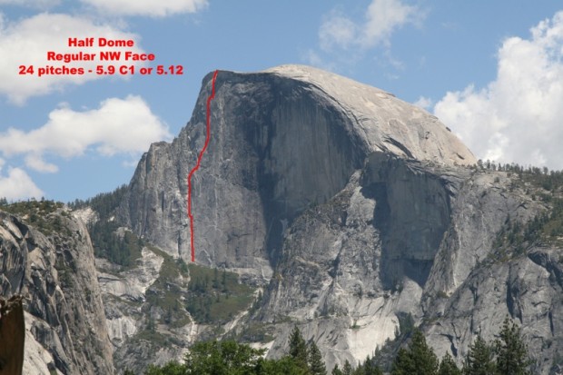 Regular Northwest Face route on Half Dome.