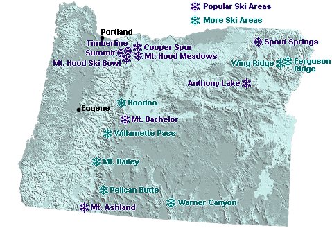 Ski areas of Oregon.