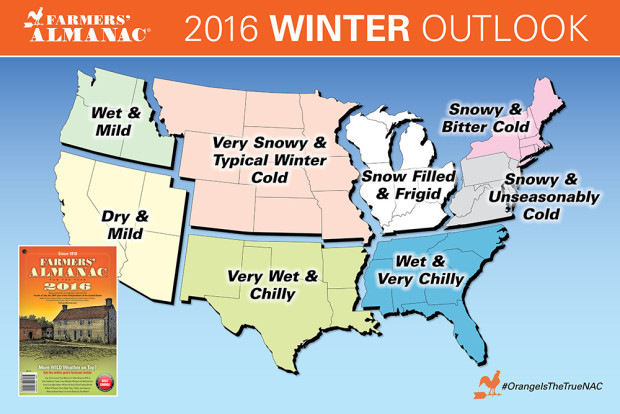 2016 winter weather forecast by farmers almanac