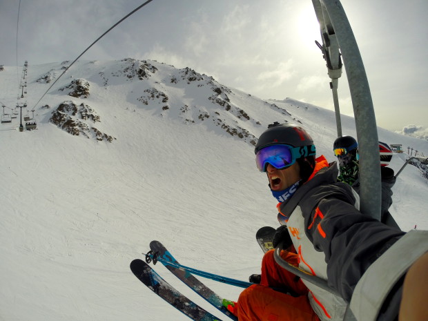 The author feeling the burn on the Nubes chair at Catedral ski resort in Bariloche, Argentina today.