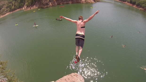 Cliff jumping in Causey Reservoir, Utah