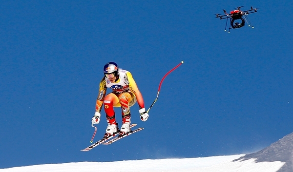 Skier and drone.