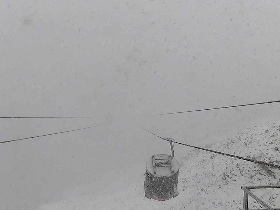 The top of Lone Peak right now at Big Sky ski resort in Montana at 11,166 feet!