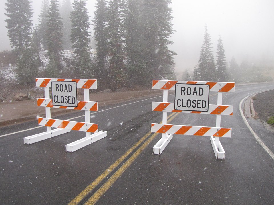 Snowing at Lassen National Park, CA today.
