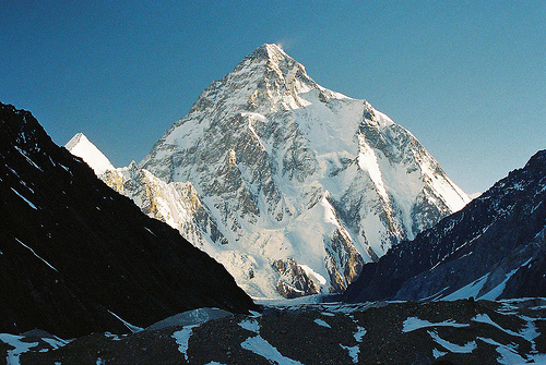 K2, Earth's 2nd highest peak. 1 in 4 people who summit this peak do not survive.