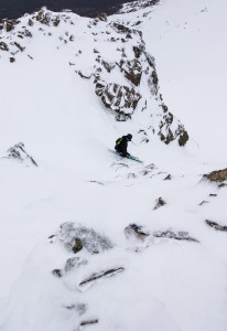 Dylan enjoys a healthy diet of steep and tight skiing 