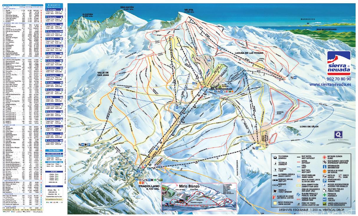 Sierra Nevada ski station, Spain trail map