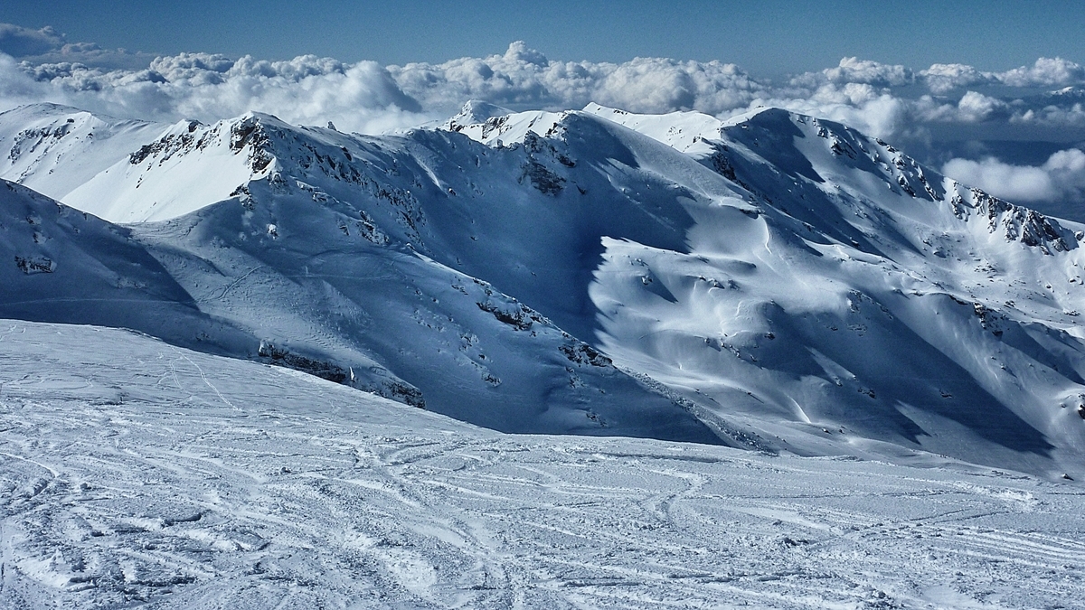 Stock photo of Sierra Nevada ski station, Spain backcountry terrain.
