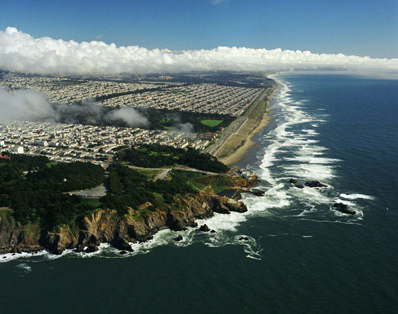 Ocean Beach, San Francisco from the air.