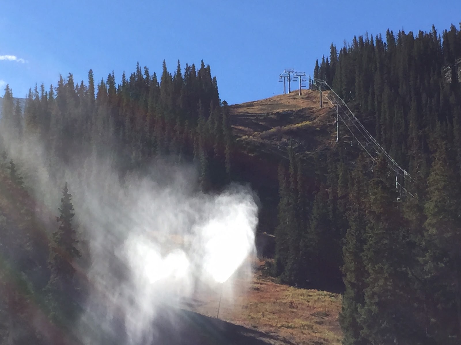 Arapahoe Basin, CO fires up and tests it's snow guns two days ago. photo: arapahoe basin