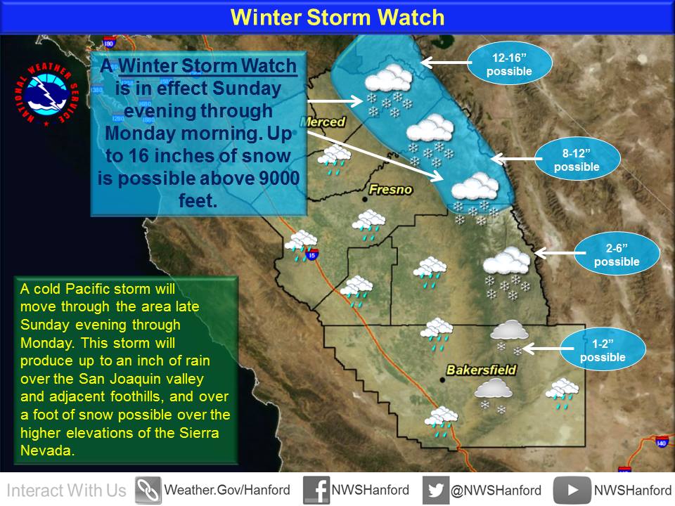 Winter Storm Watch issued by NOAA for California today.