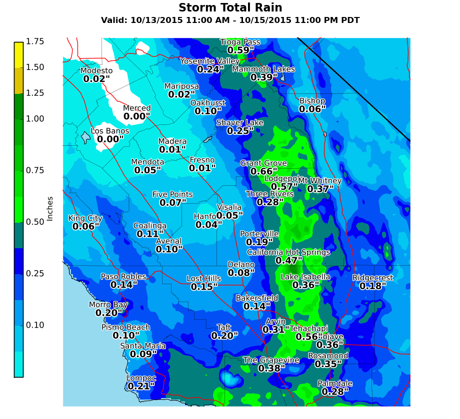 "Here are the initial rainfall amounts for the system moving up from the south later this week." NOAA, Hanford