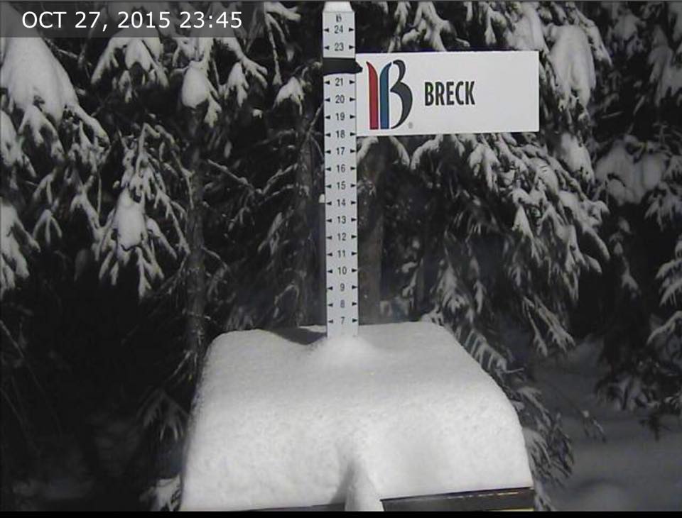 5" of new snow at Breckenridge, CO today.