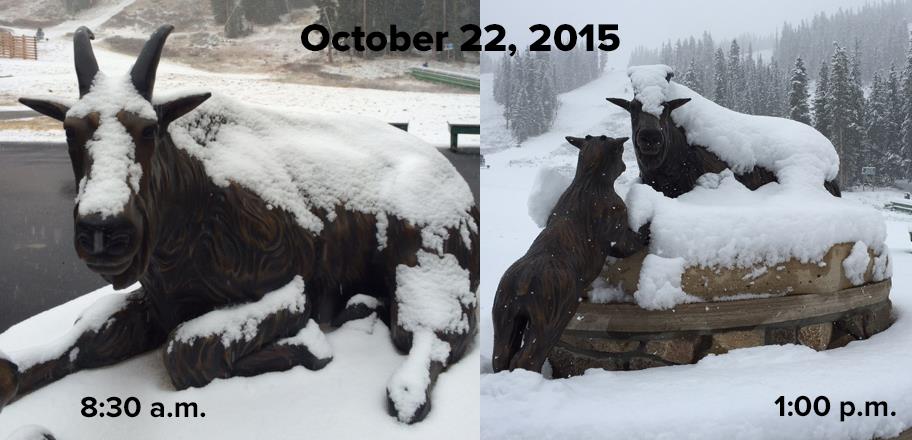 Arapahoe Basin yesterday and today.