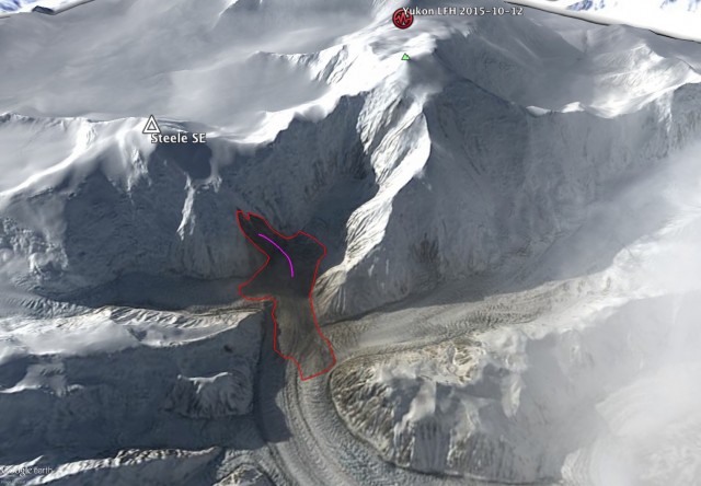 Landsat 8 image of the Mount Steele rock avalanche,