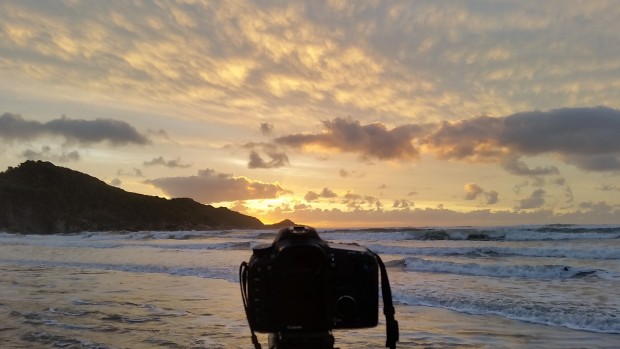 Shooting the sunset at a mystery beach on the West Coast