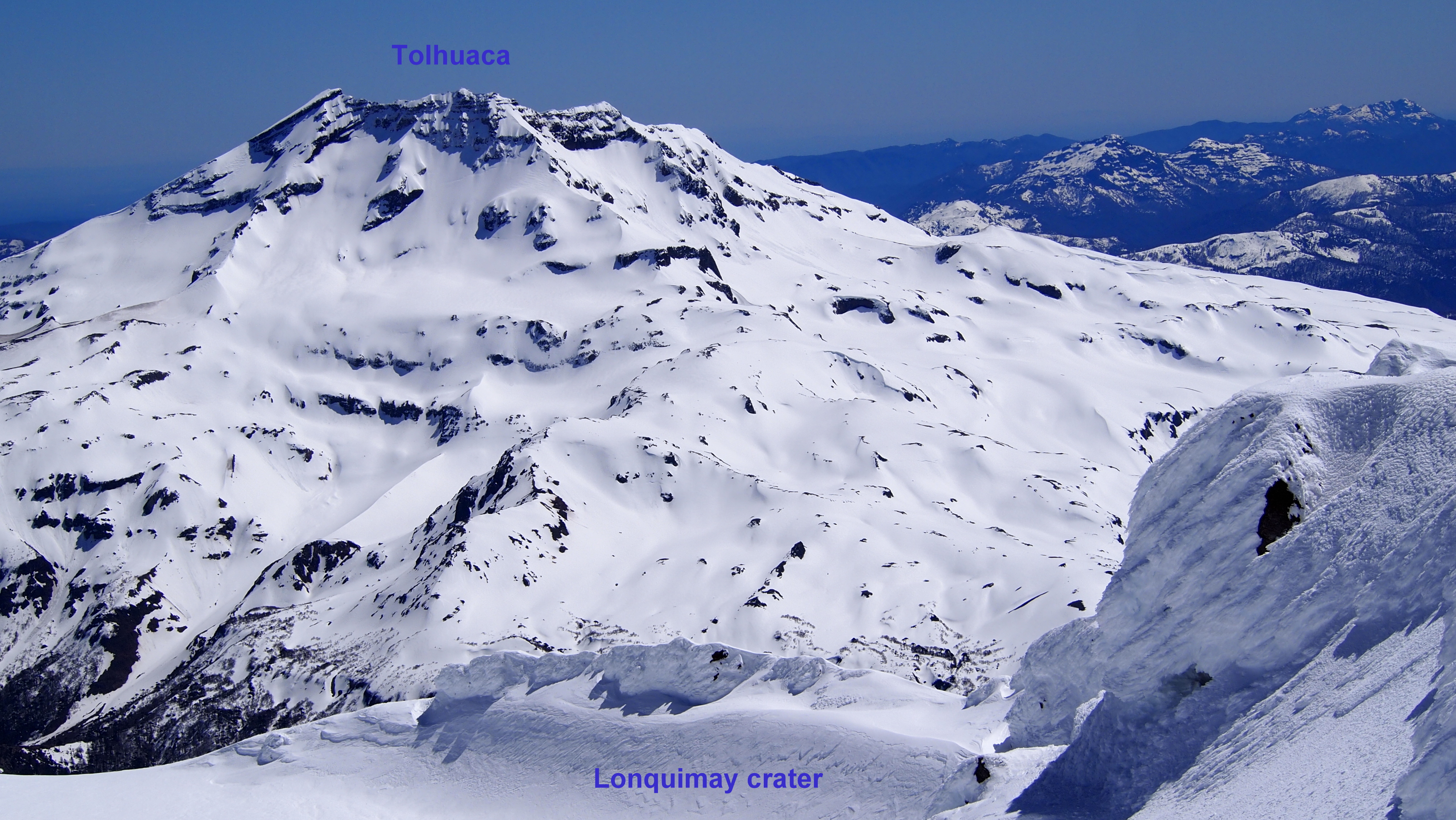 View northwest from Lonquimay crater
