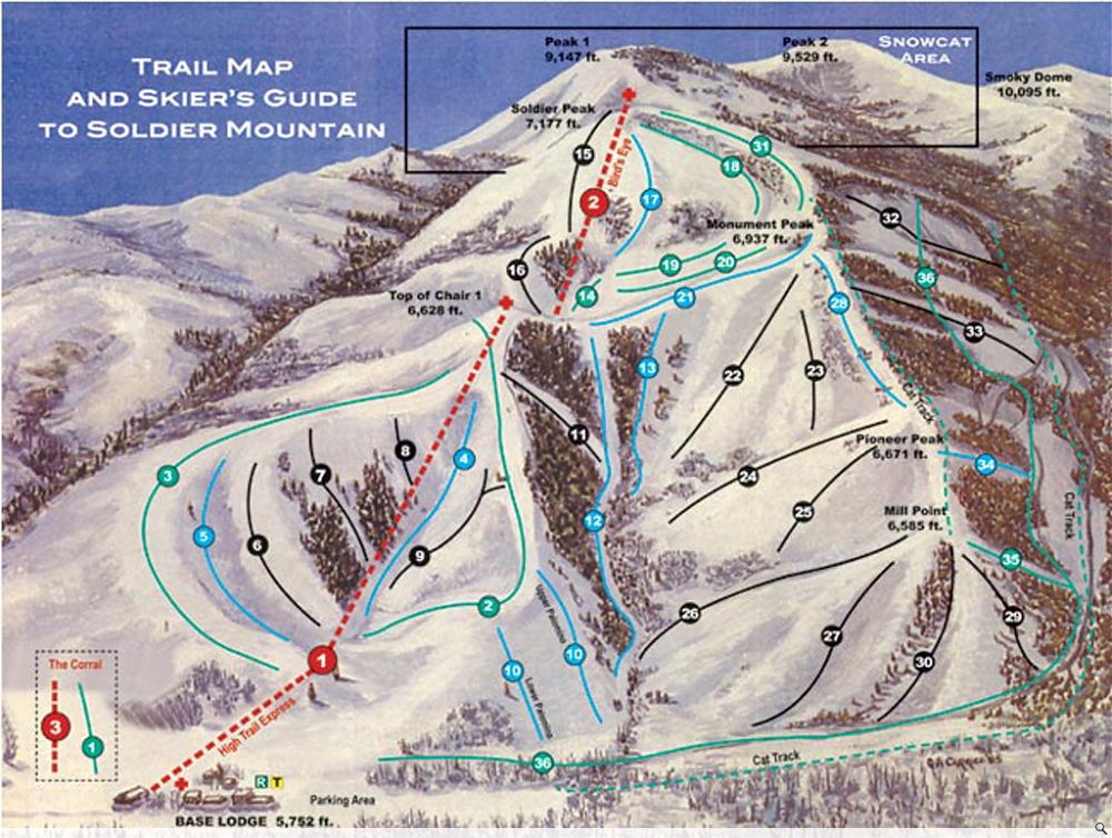 Old school Soldier Mountain trail map