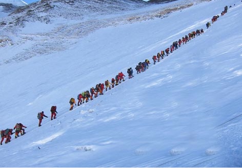 Everest conga line.